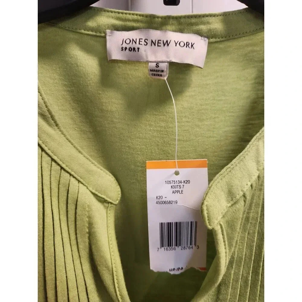 NWT Jones New York Sport Pleated Sleeveless Top in Green Apple Sz S - Picture 3 of 7